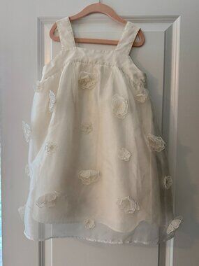 Jcrew Girls' floral appliqué dress in organza size 6